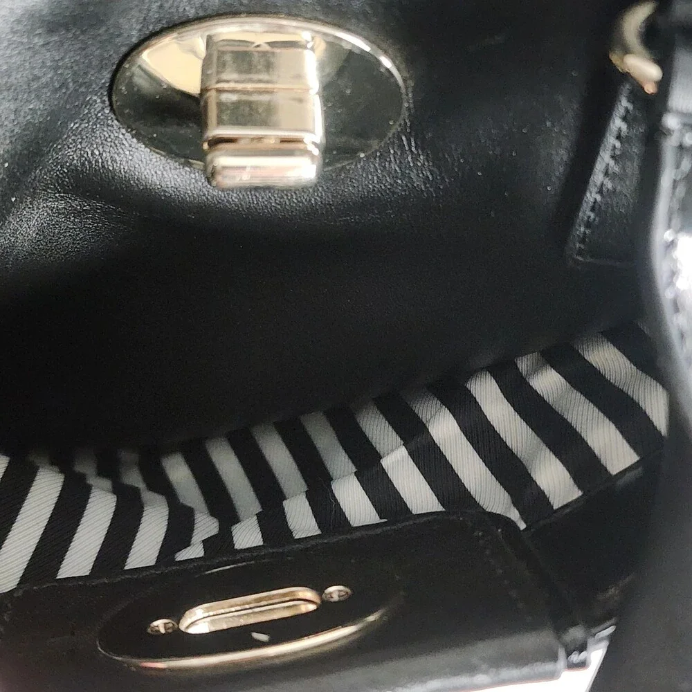 Kate Spade New York Satchel Bag Womens Medium Black Leather Crossbody Purse Zip